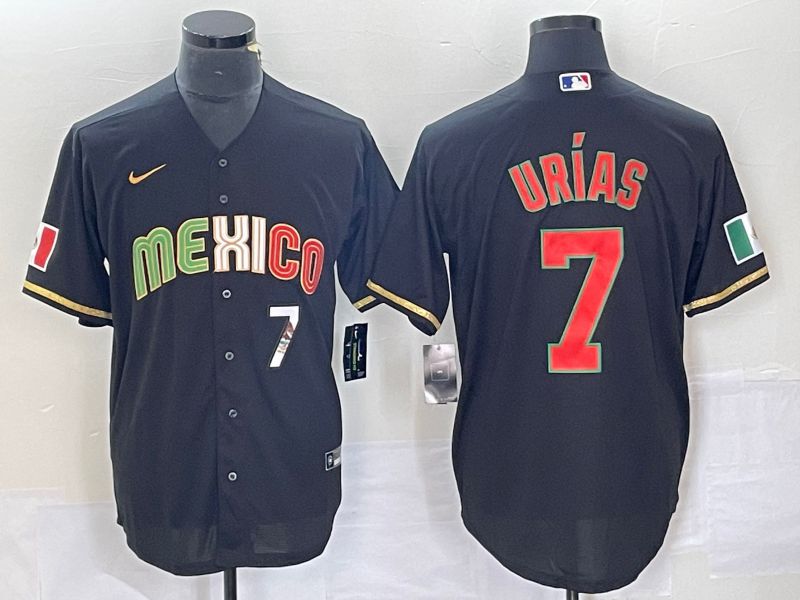 Men 2023 World Cub Mexico #7 Urias Black Nike MLB Jersey style 91842